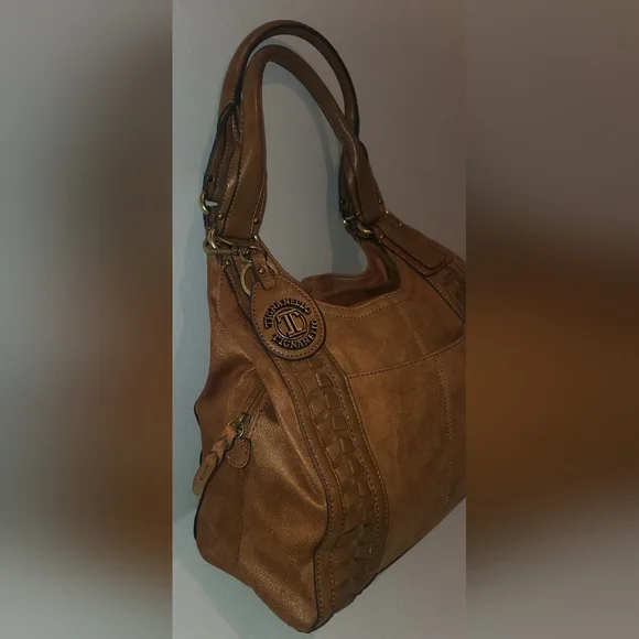 Tignanello Leather Satchel Handbag Cognac Color - Picture 3 of 17